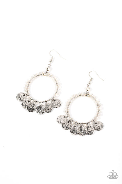 Bohemian Beach Blast - white - Paparazzi earrings