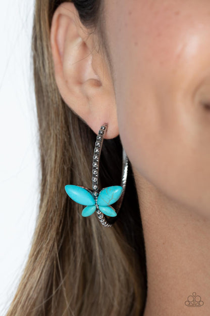 Bohemian Butterfly - blue - Paparazzi earrings