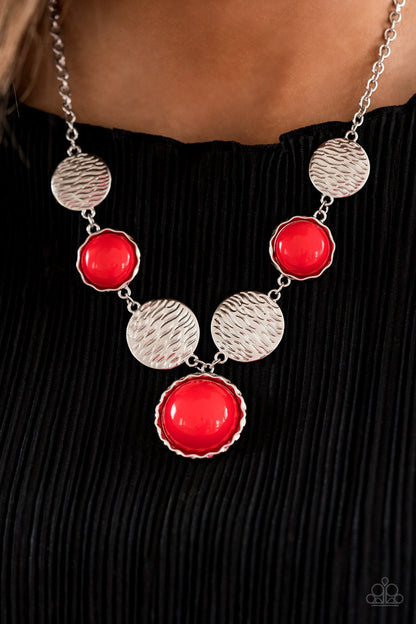 Bohemian Bombshell-red-Paparazzi necklace