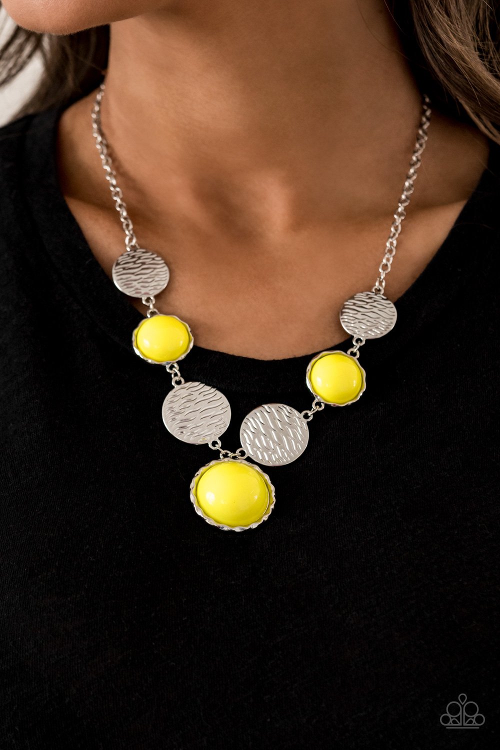 Bohemian Bombshell-yellow-Paparazzi necklace