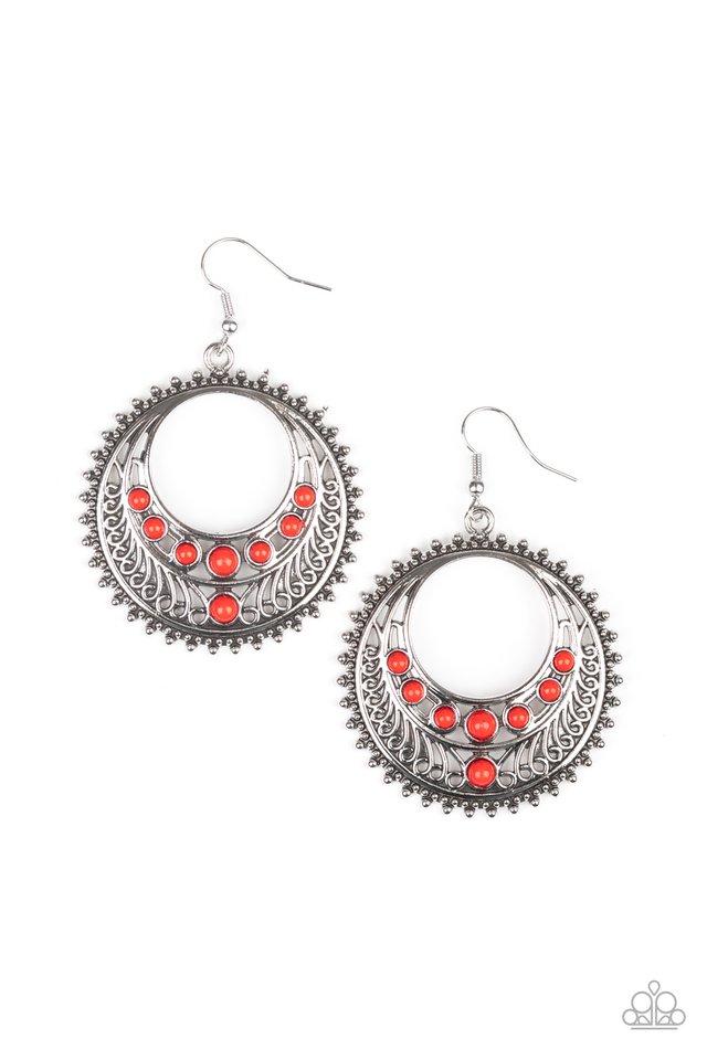 BoHo Bliss - red - Paparazzi earrings