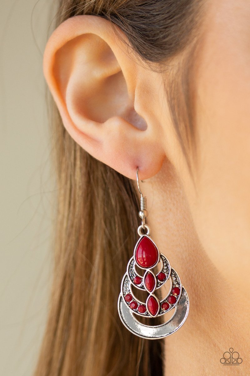 BoHo Brilliance - red - Paparazzi earrings