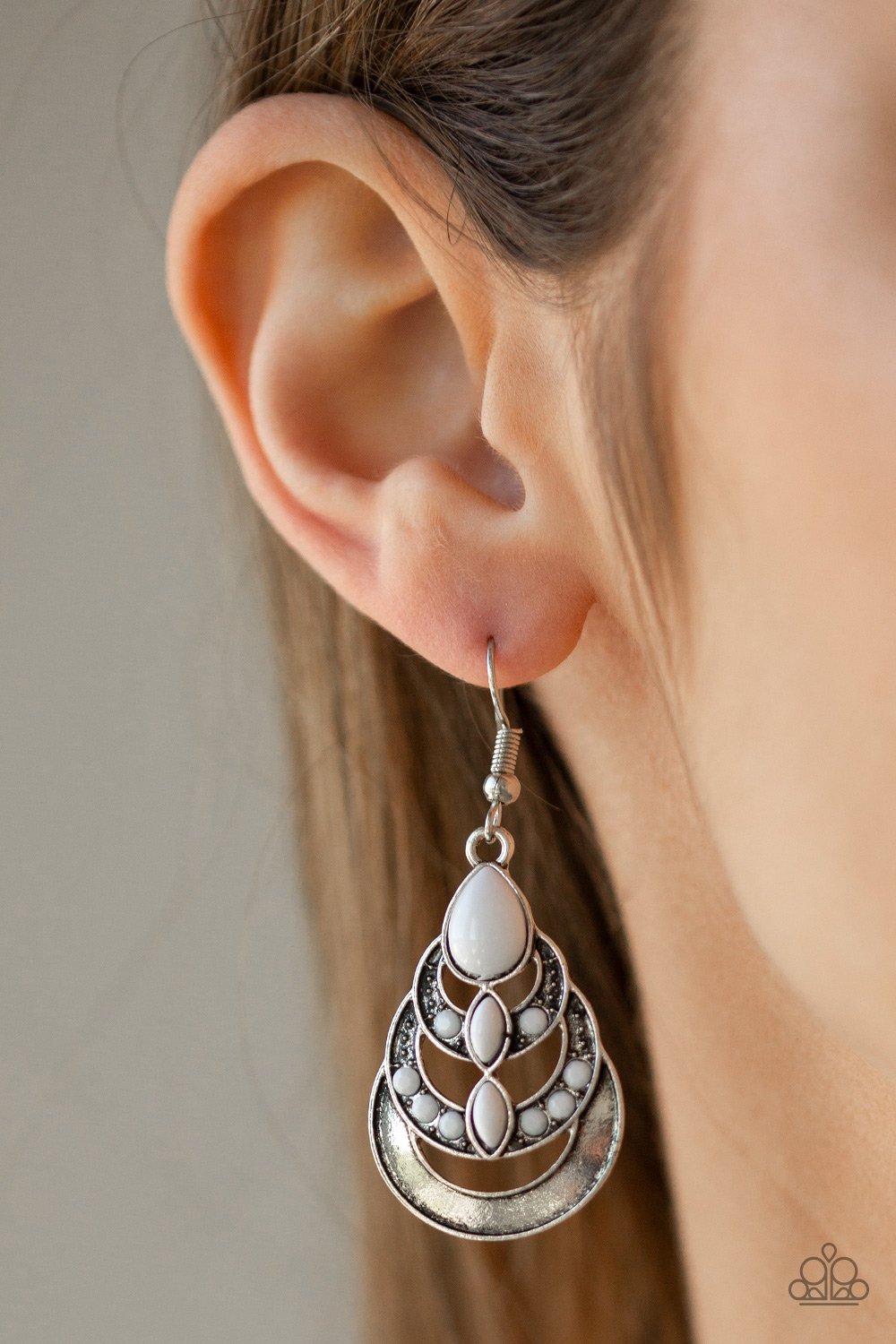 Boho Brilliance-white-Paparazzi earrings