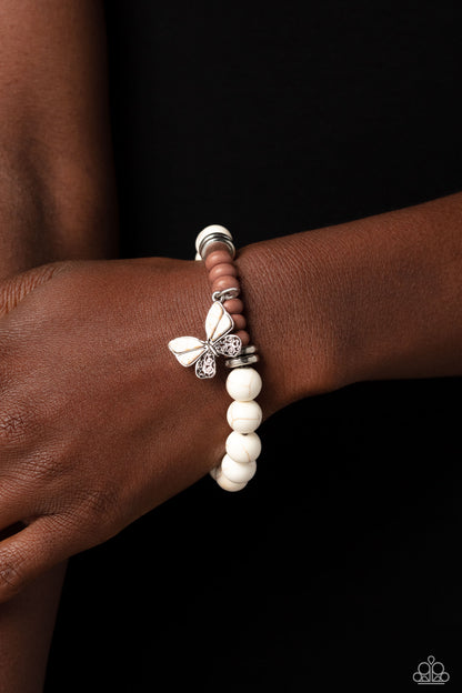 Bold Butterfly - white - Paparazzi bracelet