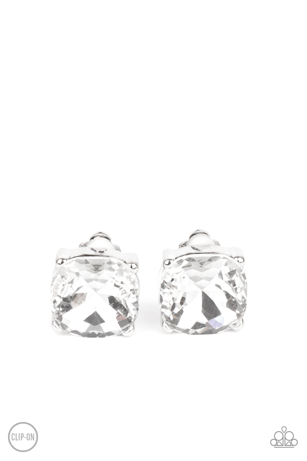 Bombshell Brilliance - white - Paparazzi CLIP ON earrings