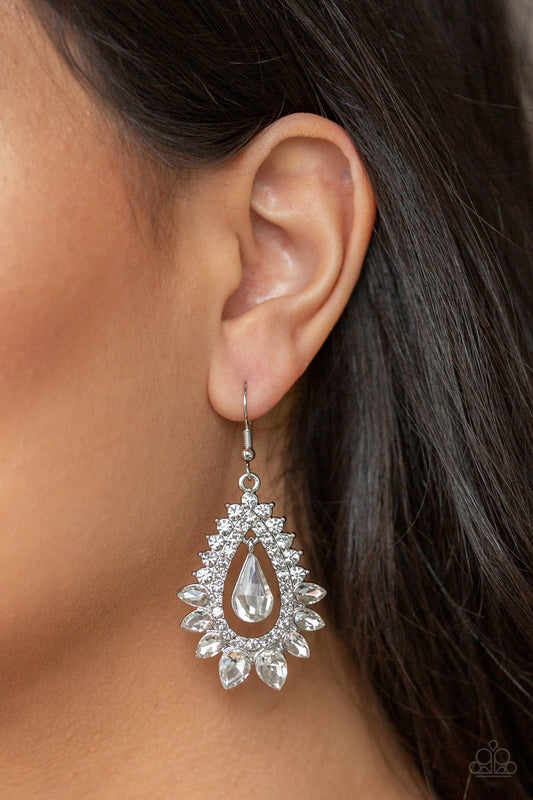 Boss Brilliance-white-Paparazzi earrings
