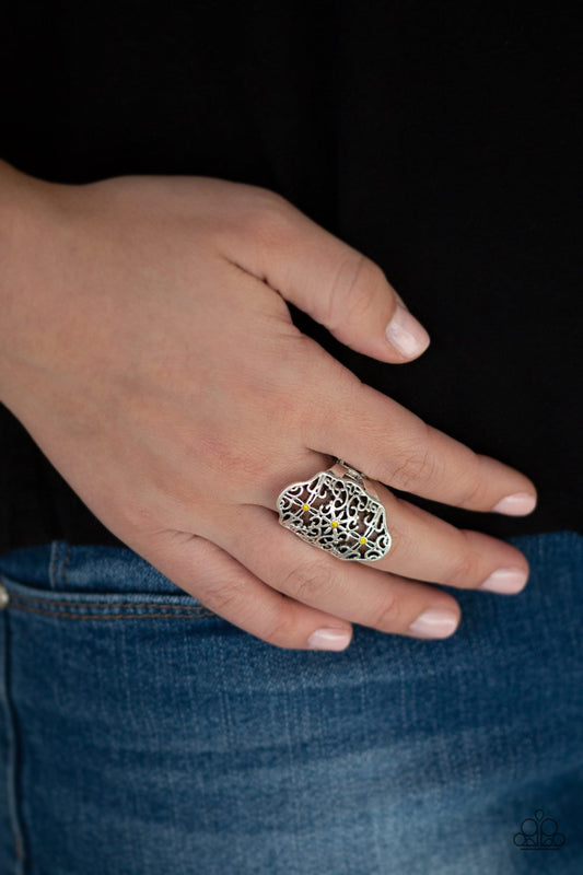 Botanical Beam - yellow - Paparazzi ring