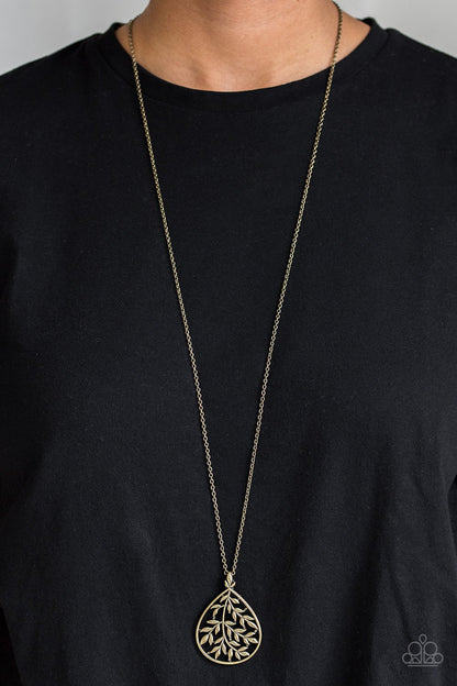 BOUGH Down - brass - Paparazzi necklace