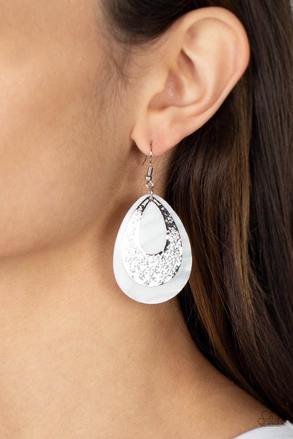 Bountiful Beaches - white - Paparazzi earrings