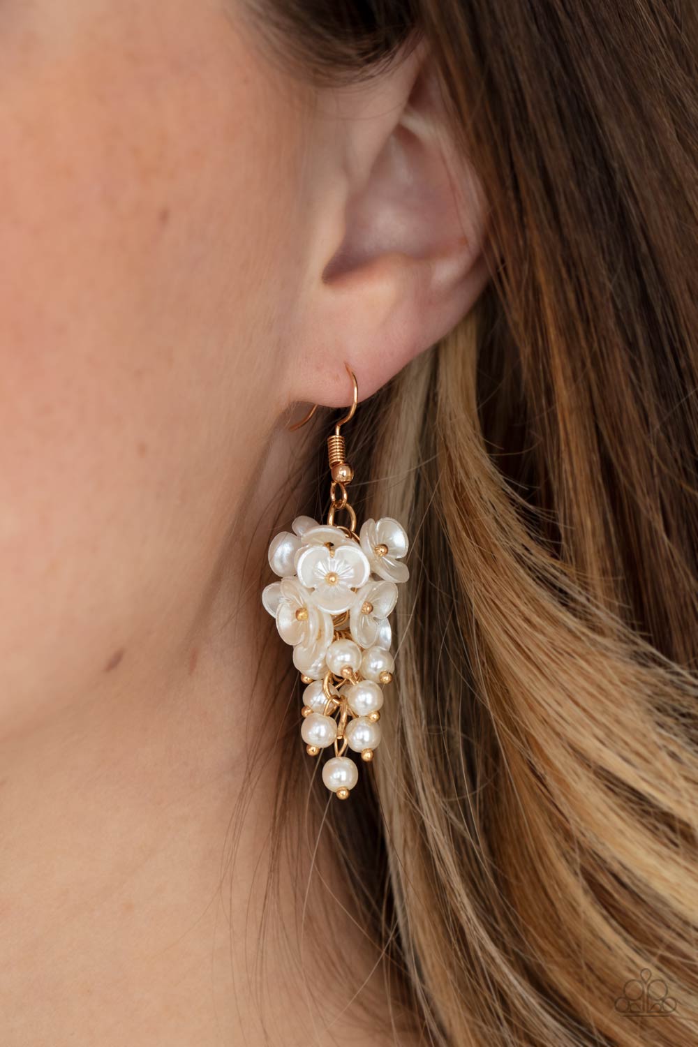 Bountiful Bouquets - gold - Paparazzi earrings