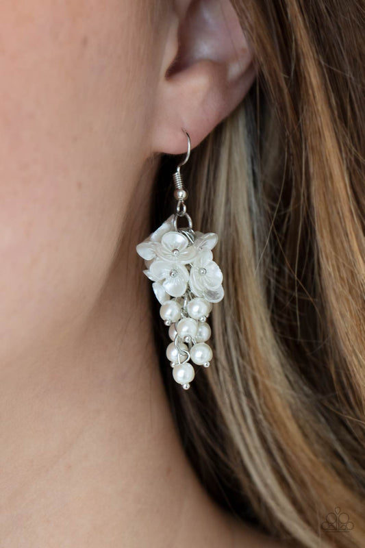 Bountiful Bouquets - white - Paparazzi earrings