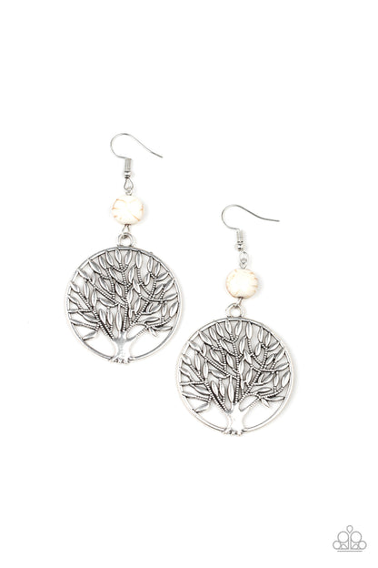 Bountiful Branches - white - Paparazzi earrings