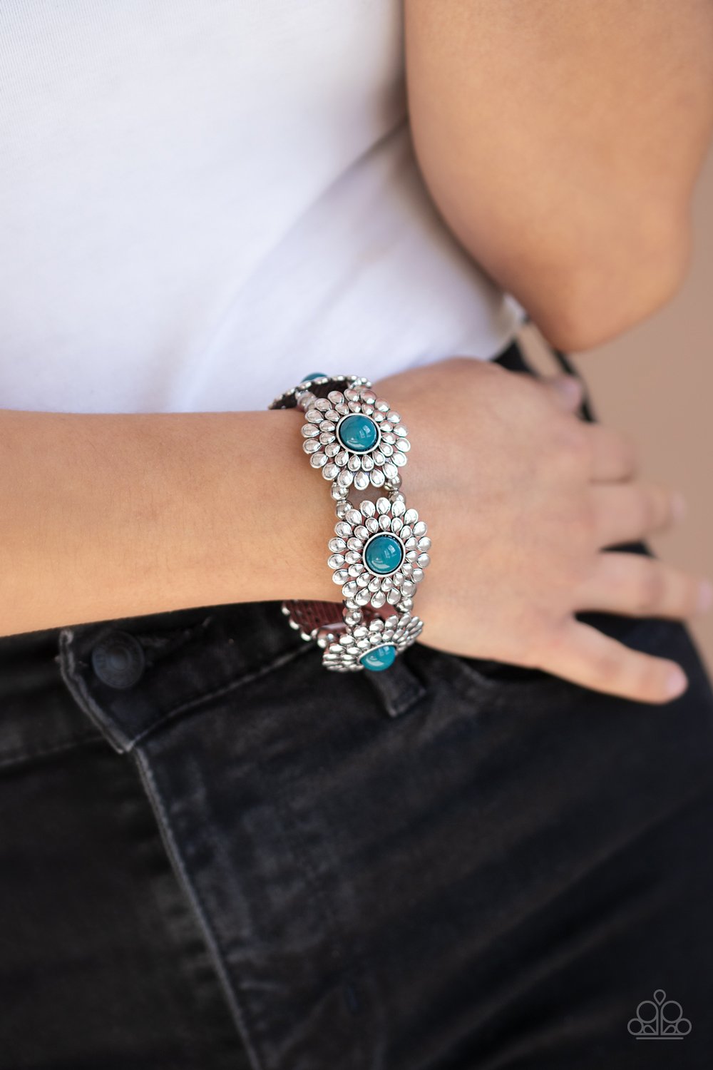 Bountiful Blossoms-blue-Paparazzi bracelet