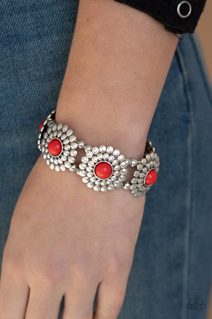 Bountiful Blossoms-red-Paparazzi bracelet