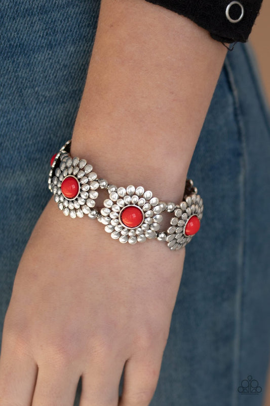 Bountiful Blossoms-red-Paparazzi bracelet
