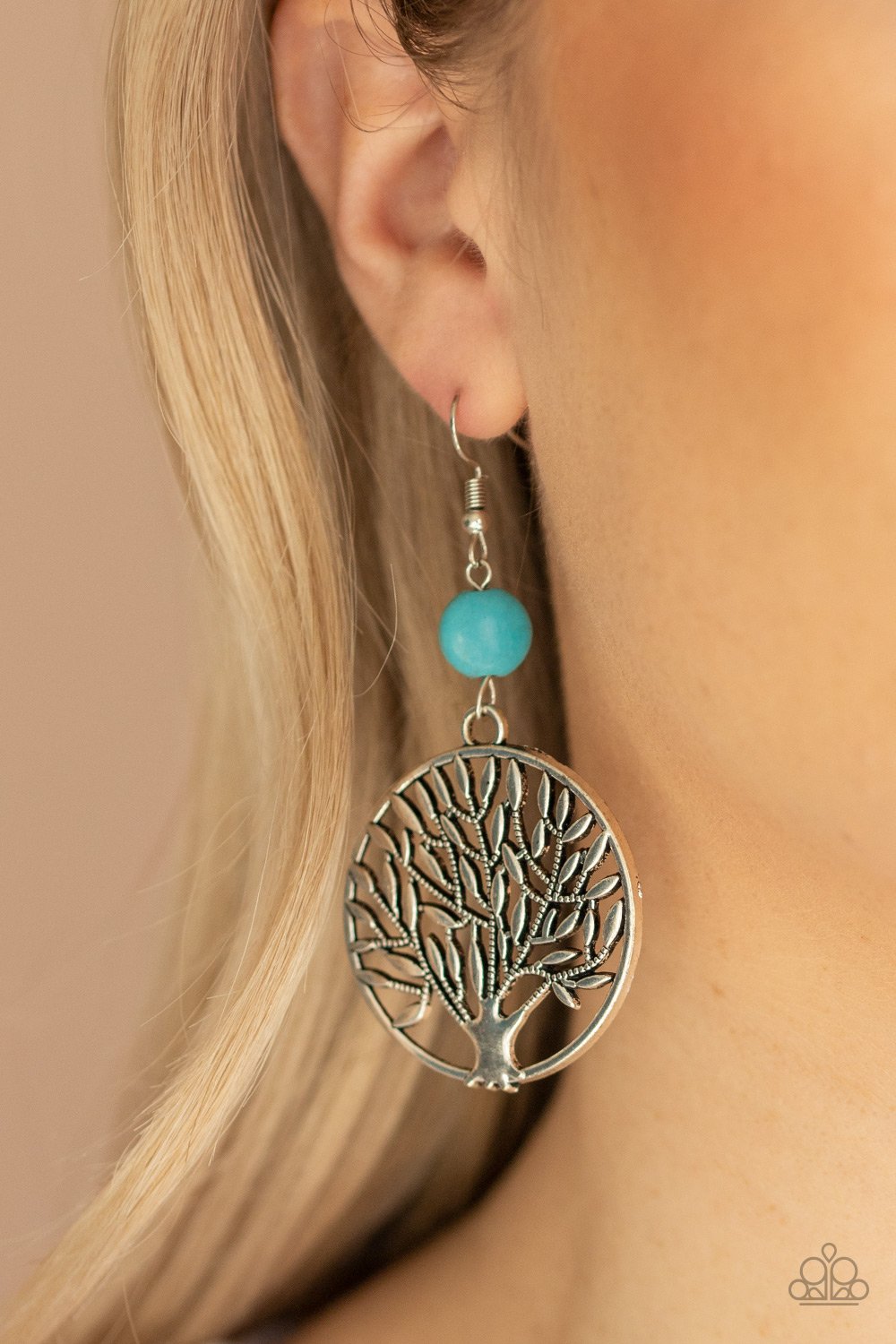 Bountiful Branches-blue-Paparazzi earrings