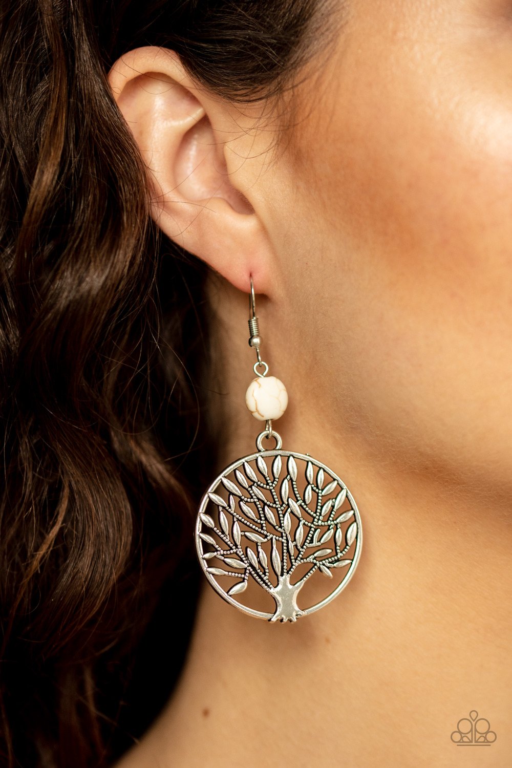 Bountiful Branches-white-Paparazzi earrings