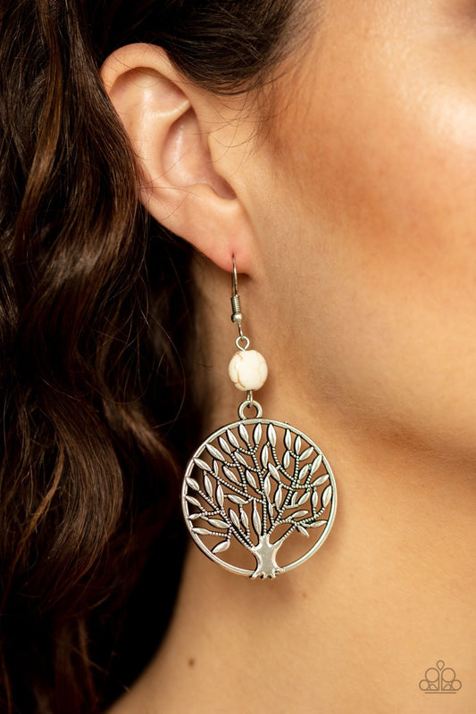 Bountiful Branches-white-Paparazzi earrings
