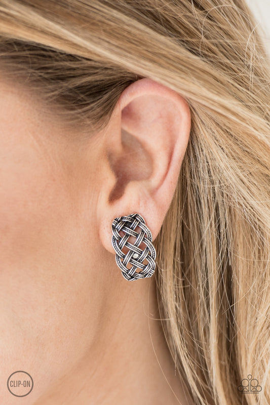 Braided Rivers - silver - Paparazzi CLIP ON earrings