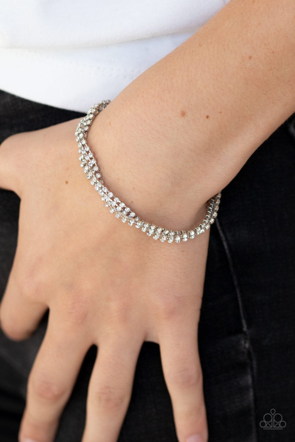 Braided Twilight-white-Paparazzi bracelet