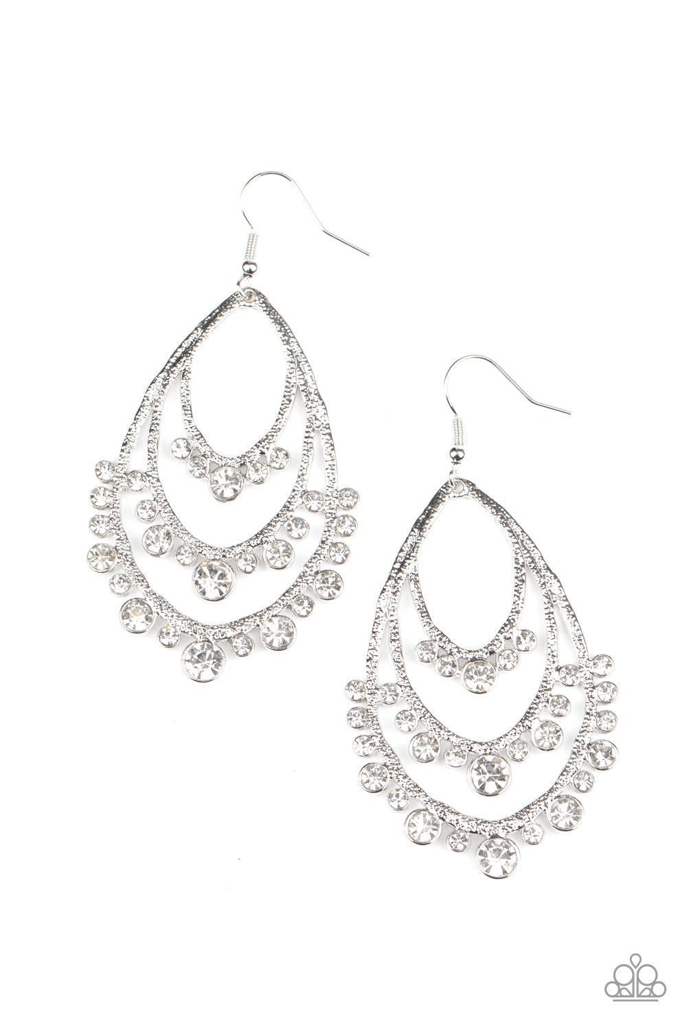 Break Out In TIERS - white - Paparazzi earrings