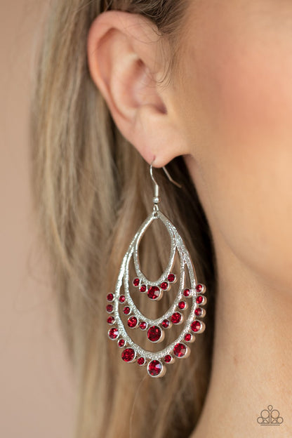 Break Out in Tiers - red - Paparazzi earrings