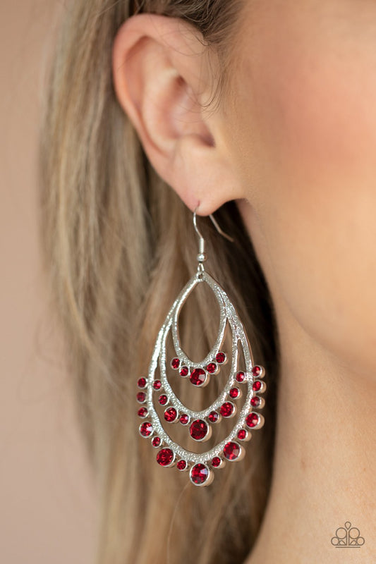 Break Out in Tiers - red - Paparazzi earrings
