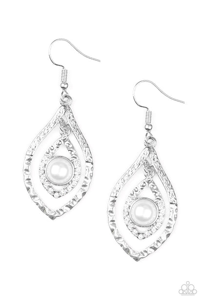 Breaking Glass Ceilings - white - Paparazzi earrings