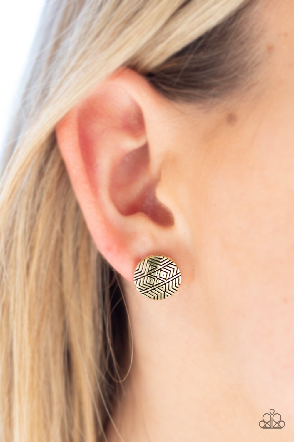 Bright As A Button-brass-Paparazzi earrings