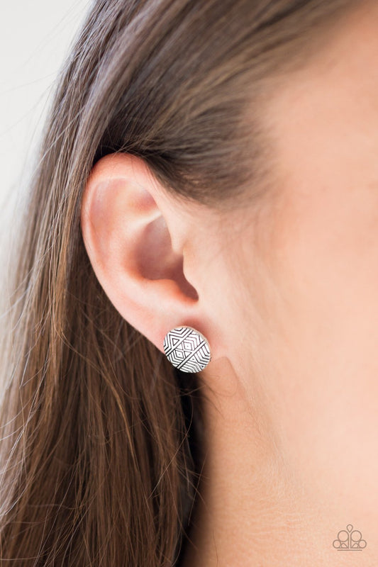 Bright As a Button-Silver-Paparazzi earrings 