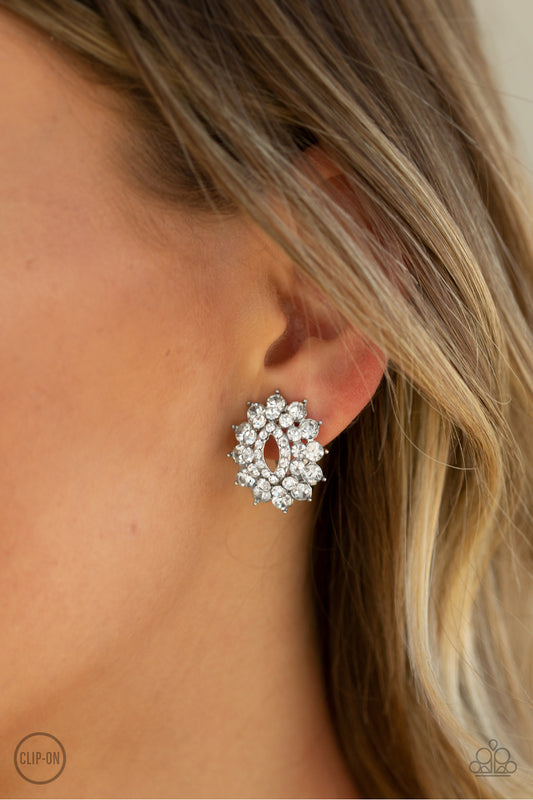Brighten the Moment - white - Paparazzi CLIP ON earrings