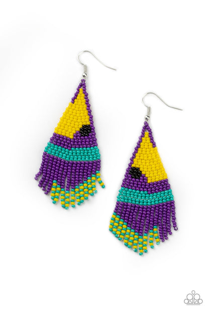 Brightly Beaded - purple - Paparazzi earrings