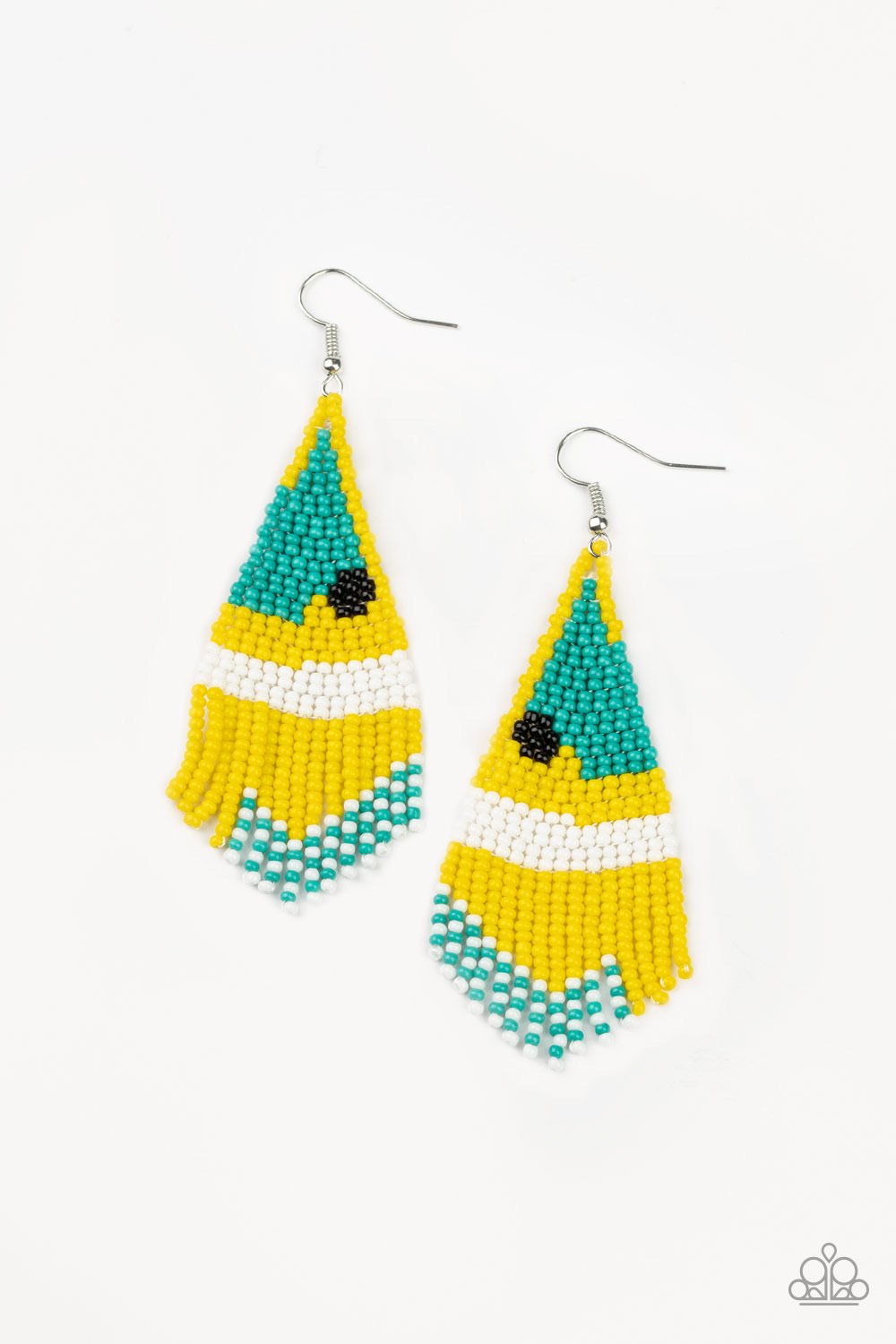 Brightly Beaded - yellow - Paparazzi earrings