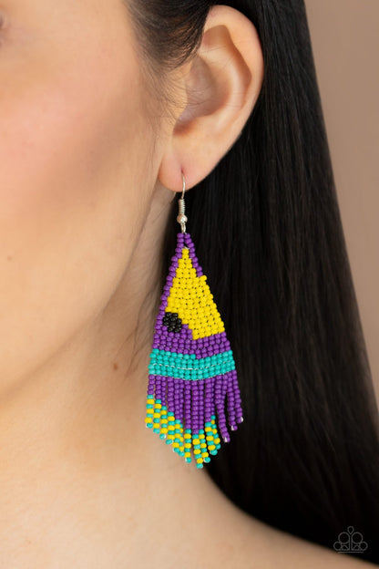 Brightly Beaded-purple-Paparazzi earrings