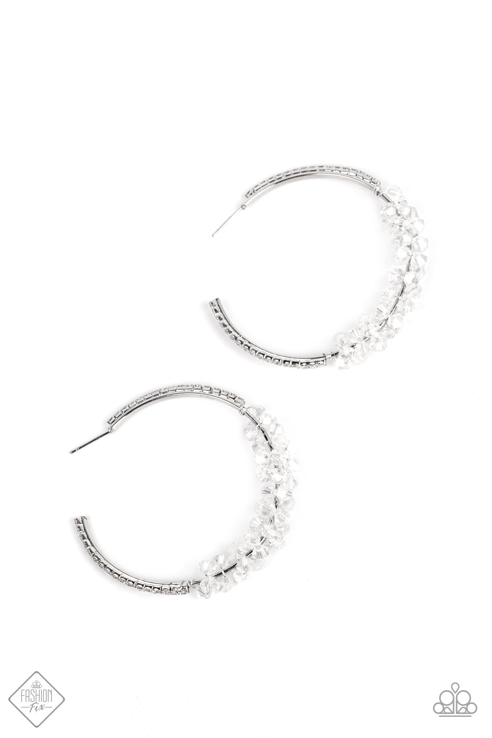 Bubble-Bursting Bling - white - Paparazzi earrings