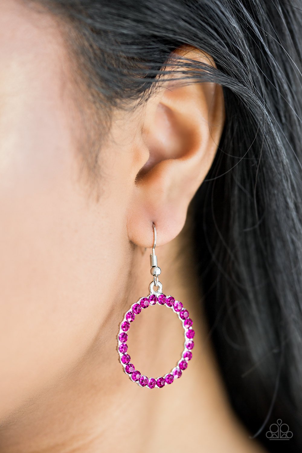 Bubblicious - pink - Paparazzi earrings