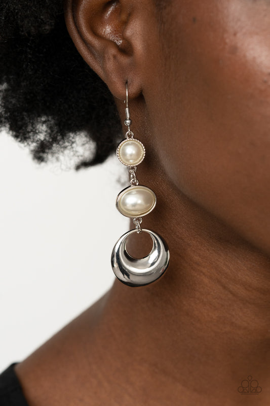 Bubbling to the Surface - white - Paparazzi earrings