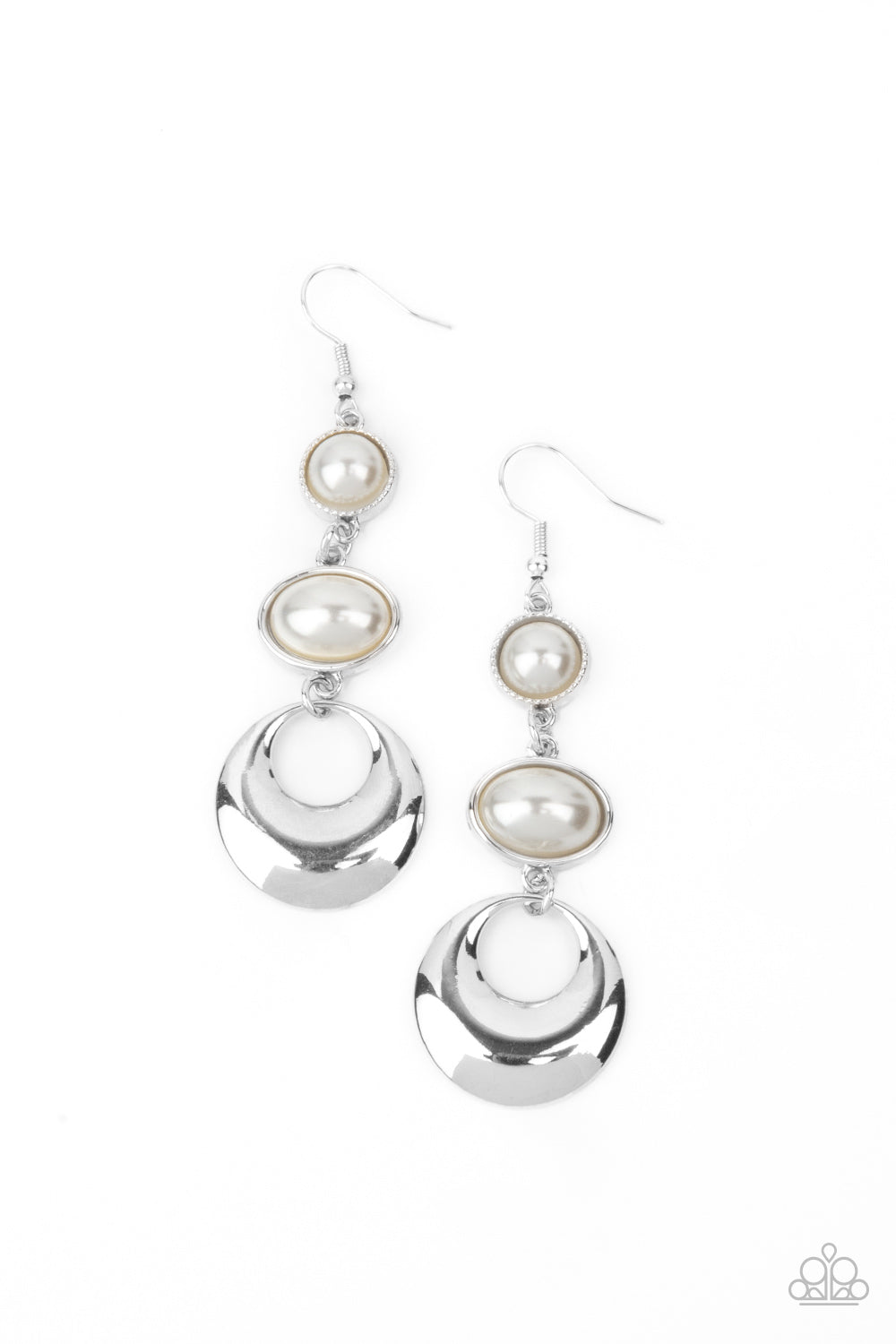 Bubbling to the Surface - white - Paparazzi earrings