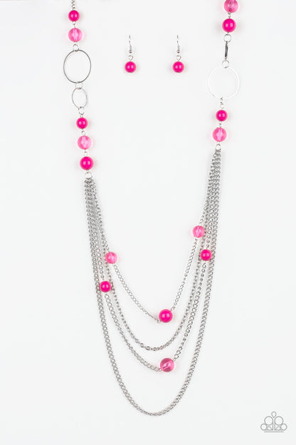 Bubbly Bright - pink - Paparazzi necklace