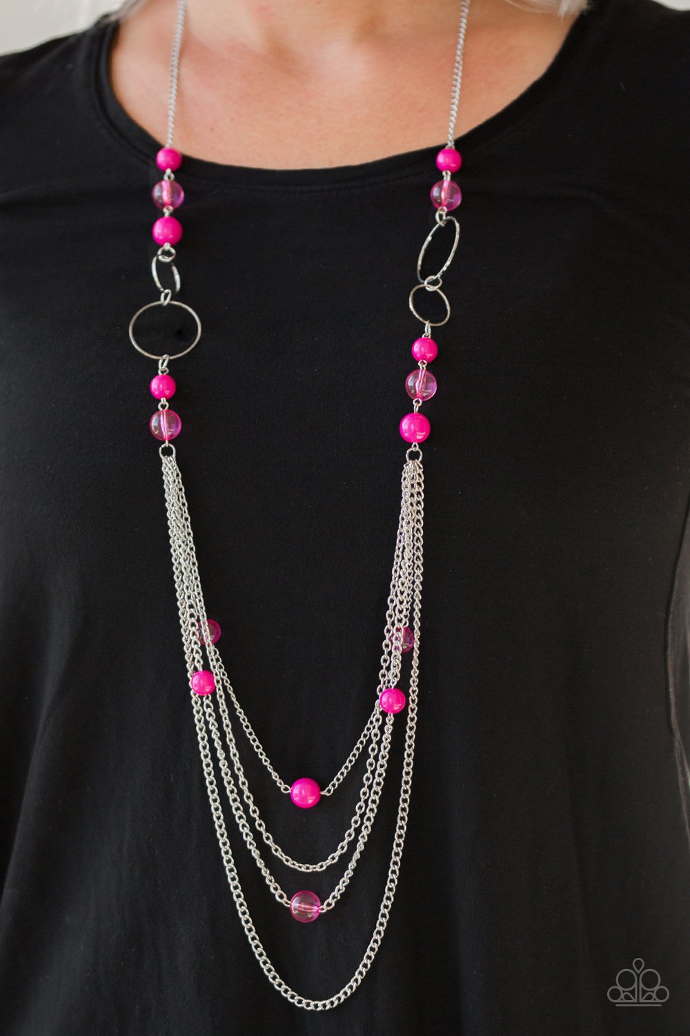 Bubbly Bright - pink - Paparazzi necklace