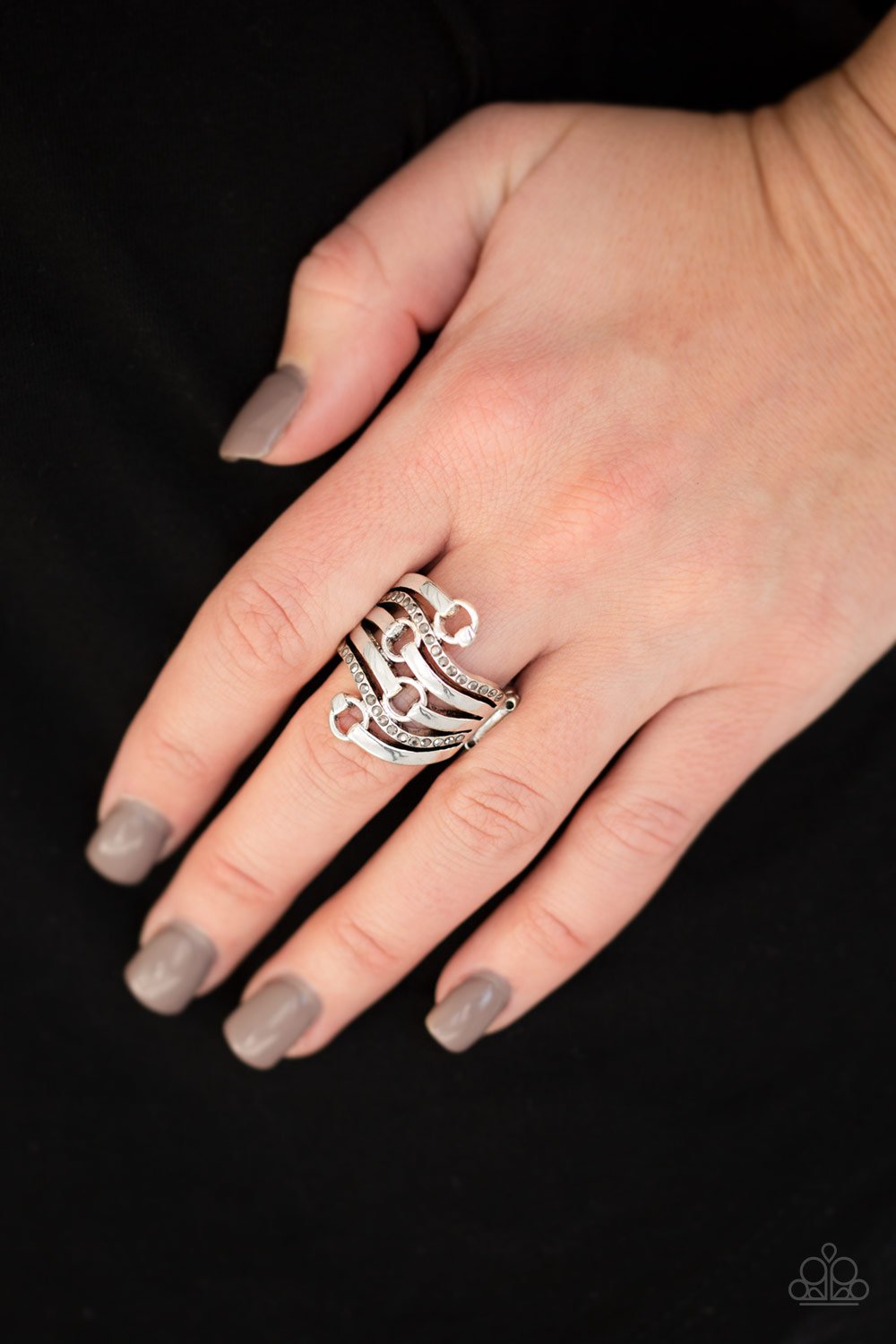 Buckle Up-silver-Paparazzi ring