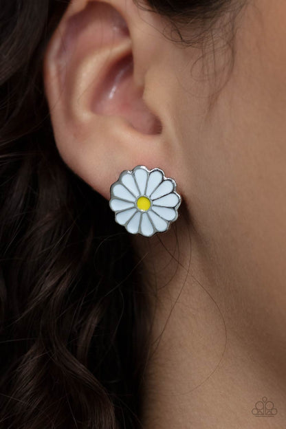 Budding Out - white - Paparazzi earrings