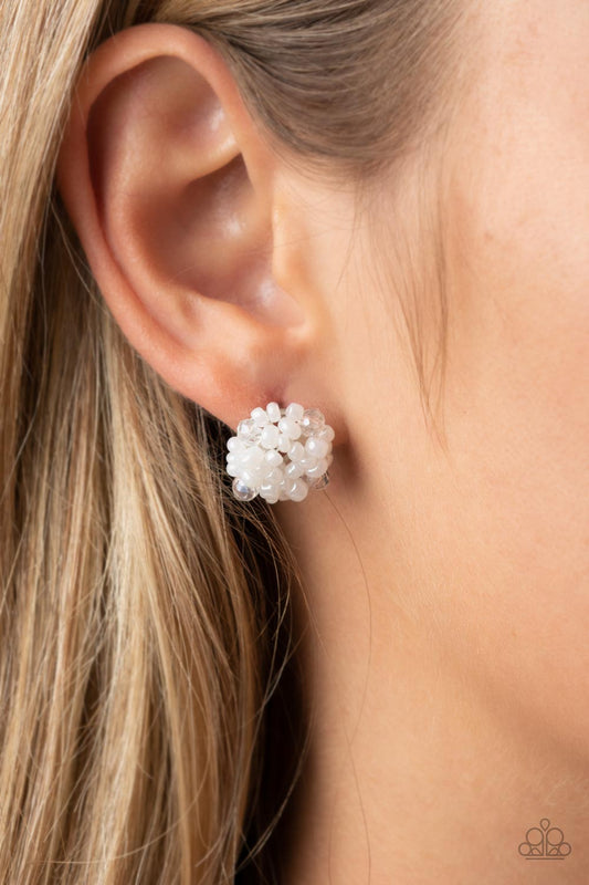 Bunches of Bubbly - white - Paparazzi earrings