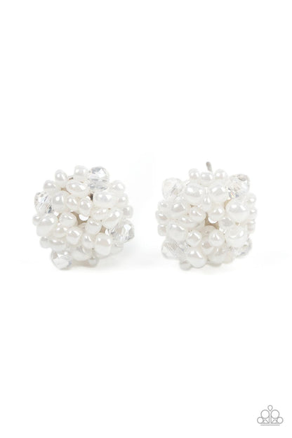 Bunches of Bubbly - white - Paparazzi earrings