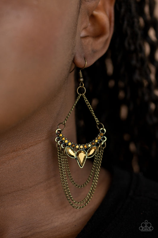 Burst Into TIERS - brass - Paparazzi earrings