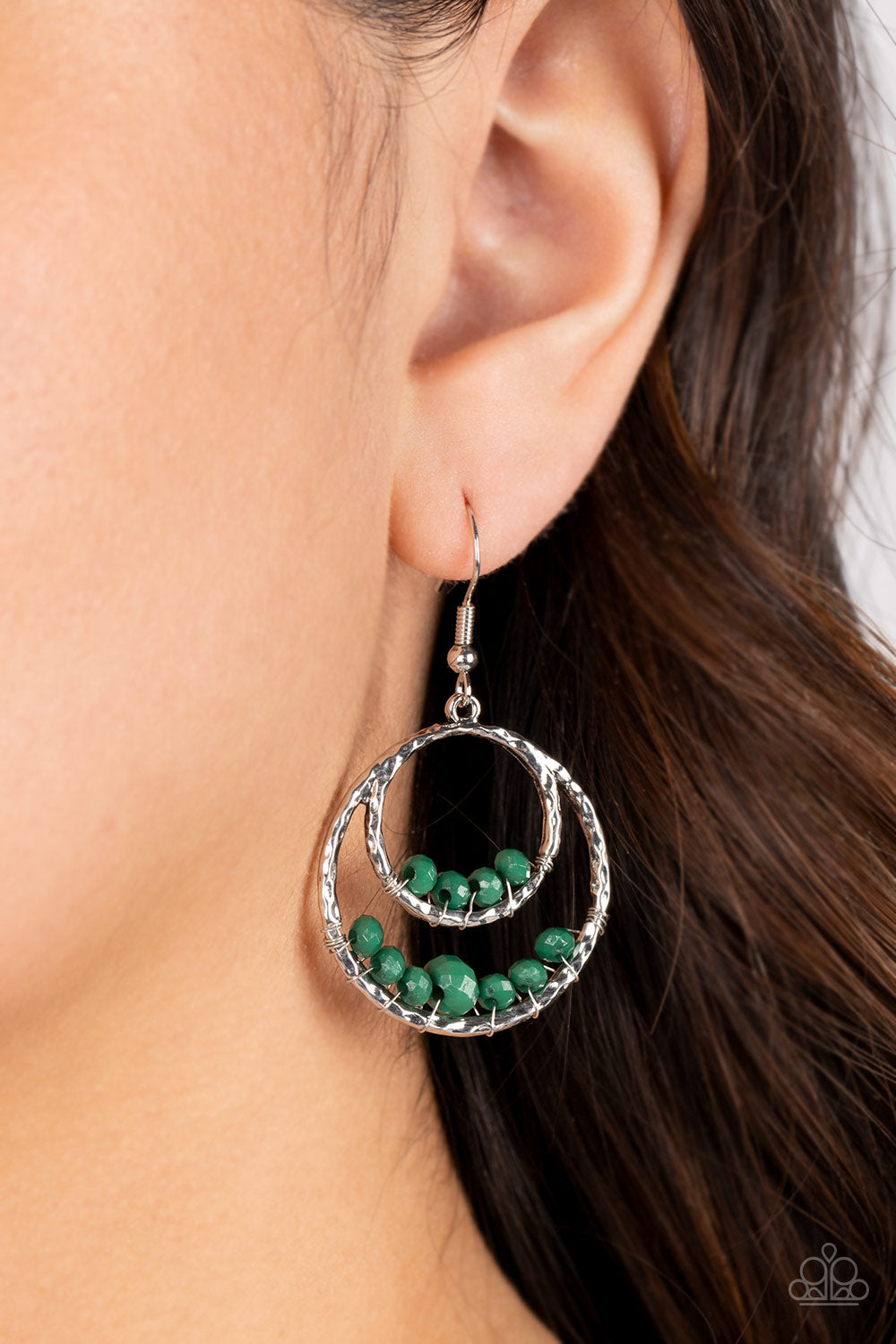 Bustling Beads - green - Paparazzi earrings