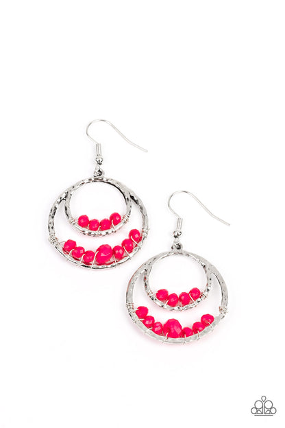 Bustling Beads - pink - Paparazzi earrings