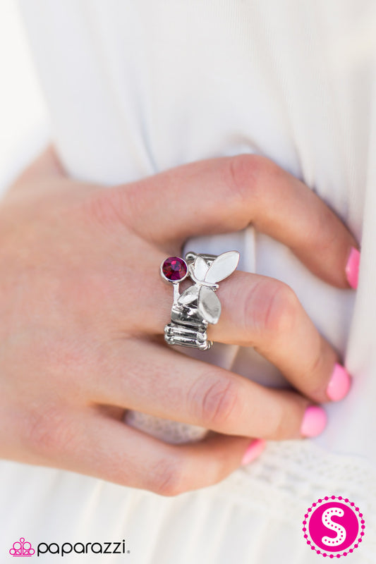 Butterfly Fly By - pink - Paparazzi ring