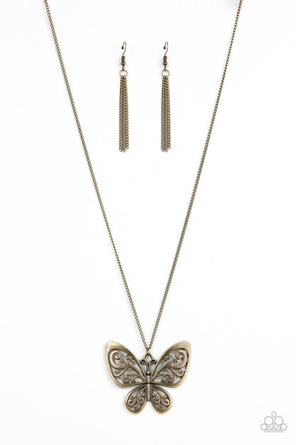 Butterfly Boutique - brass - Paparazzi necklace