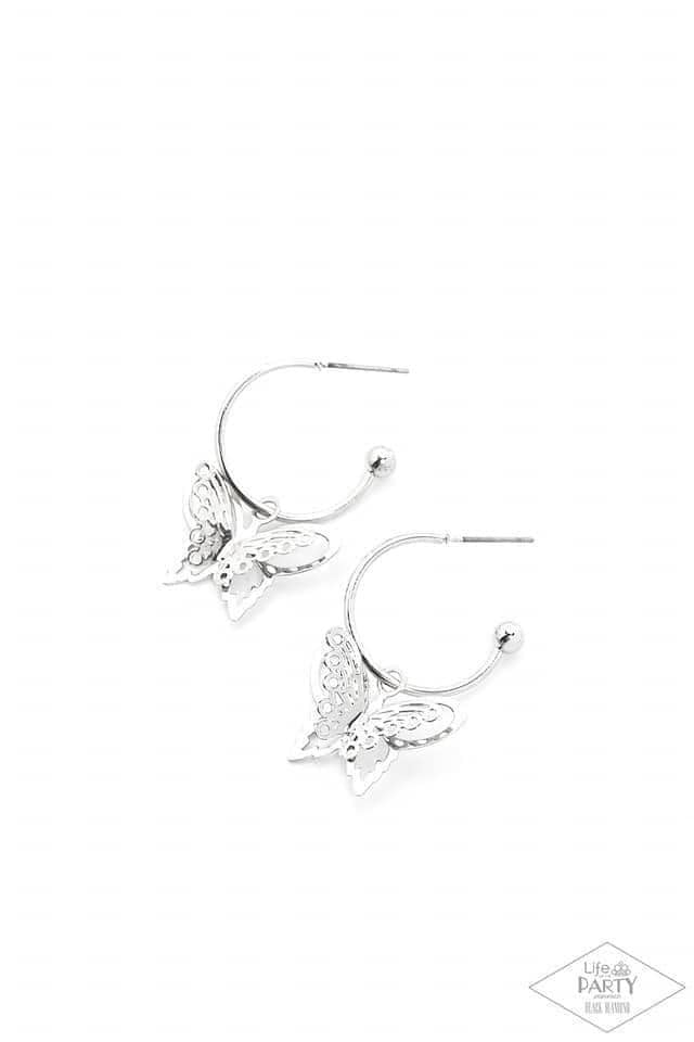 Butterfly Freestyle - silver - Paparazzi earrings